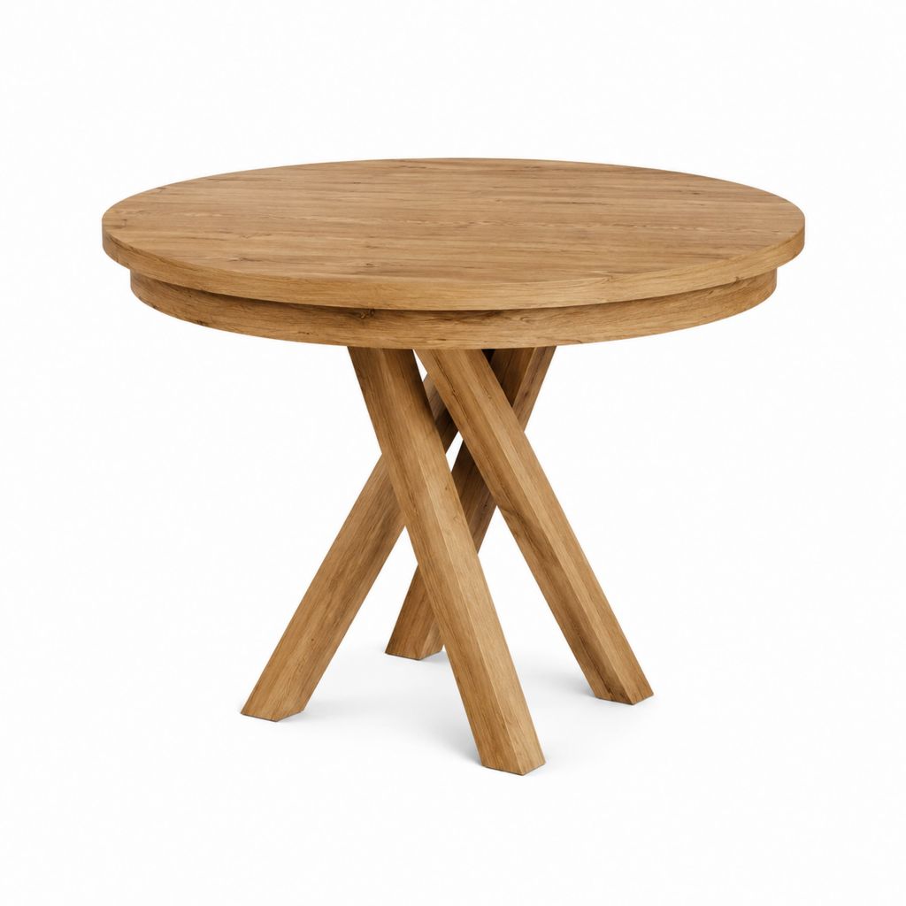 Runder Esstisch Natur Eichenholz Ø 100 cm Höhe 75 cm
