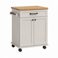 Küchenwagen mit Schublade und Schrank weiß aus MDF und Gummibaumholz rechteckig 67 x 45 x 91 cm