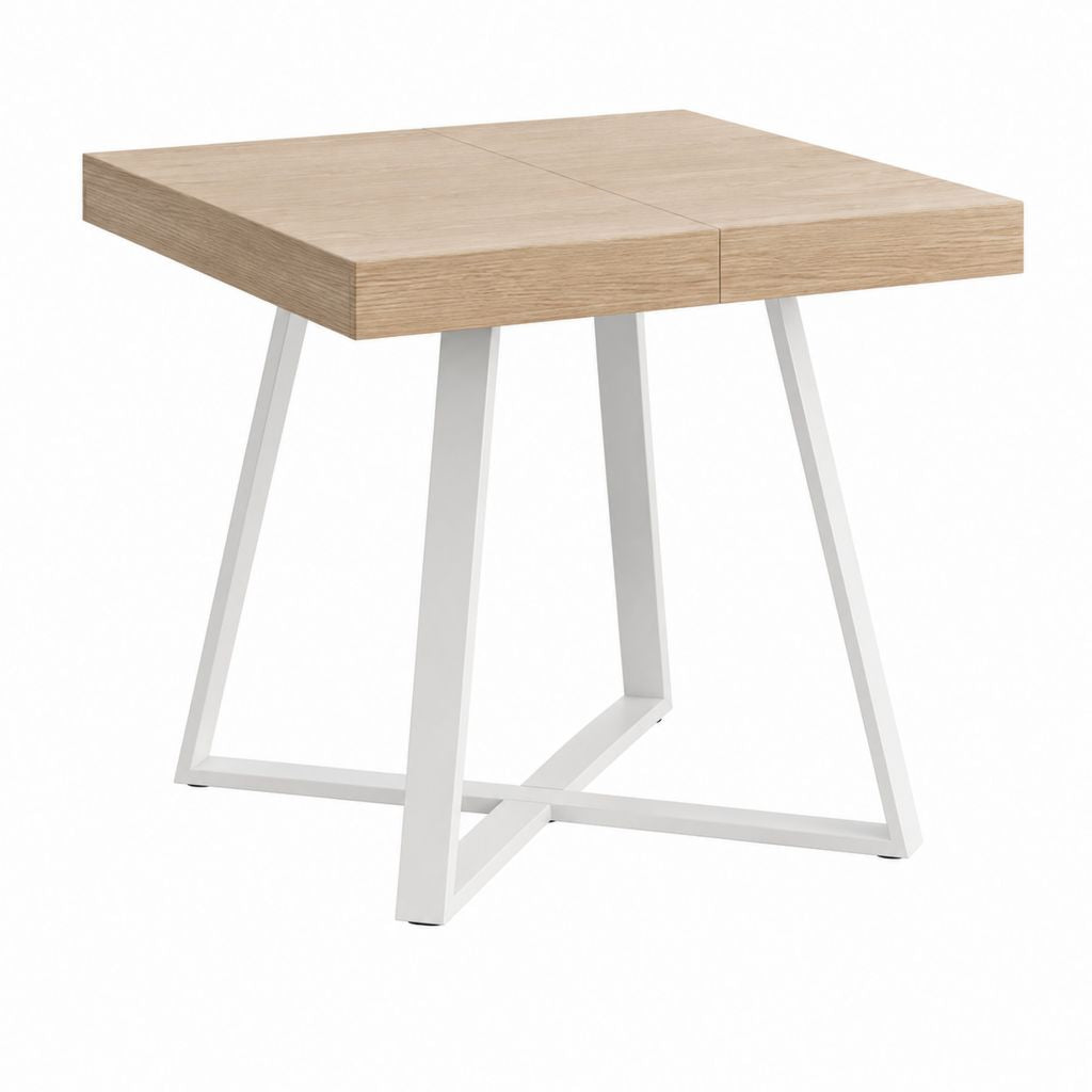 Ausziehbarer Esstisch Eichefarben Spanplatte Stahl quadratisch 80-120 x 80 x 75 cm