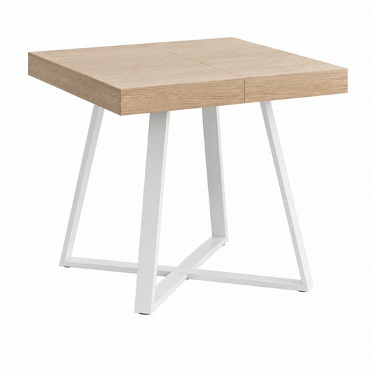 Ausziehbarer Esstisch Eichefarben Spanplatte Stahl quadratisch 80-120 x 80 x 75 cm