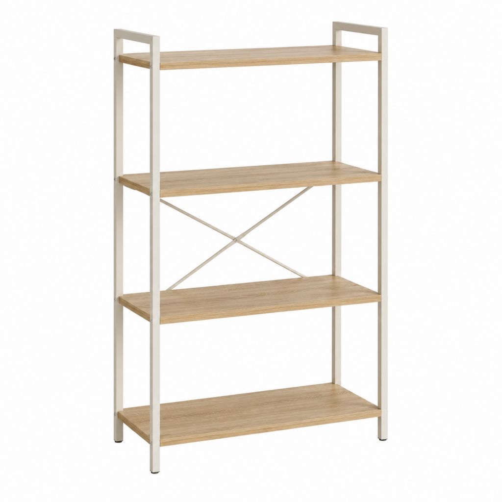 Bücherregal mit 4 Ablagen Eichenoptik Stahlgestell 60 x 30 x 120 cm