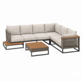 Gartenlounge Ecksofa Set 3-teilig Beige Aluminium PE-Rattan L-Form 280 x 210 x 70 cm