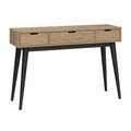 Konsolentisch mit 3 Schubladen in Eichenoptik und Schwarz aus MDF und Kautschukholz 120 x 40 x 80 cm
