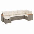 6-Sitzer Gartenlounge Set Grau PE-Rattan L-Form mit cremefarbenen Polyesterkissen 300 x 230 x 75 cm