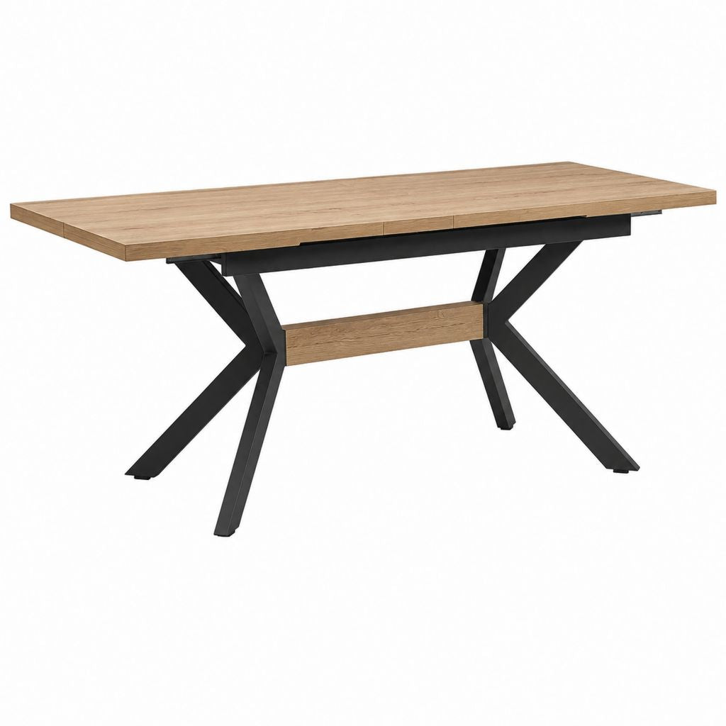 Ausziehbarer Esstisch Eichefarben MDF Stahl rechteckig 160-200 x 90 x 76 cm