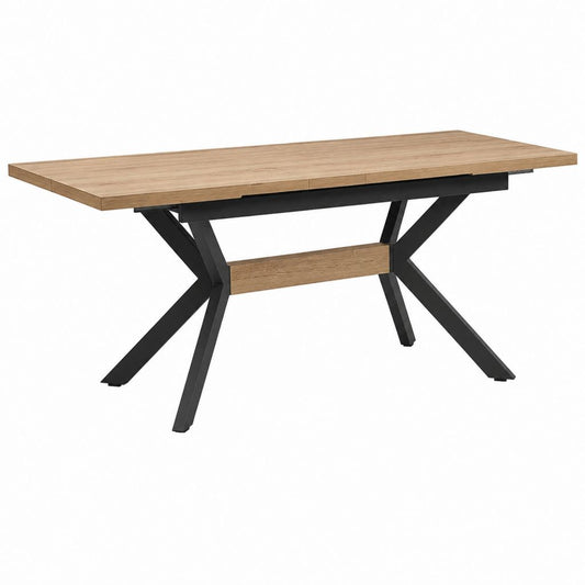 Ausziehbarer Esstisch Eichefarben MDF Stahl rechteckig 160-200 x 90 x 76 cm