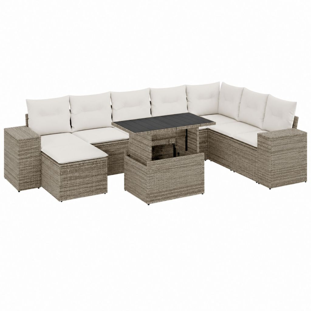 Gartenlounge Set mit Ecksofa und Tisch beige PE-Rattan 226 x 226 x 85 cm