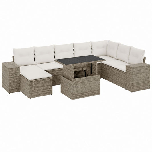 Gartenlounge Set mit Ecksofa und Tisch beige PE-Rattan 226 x 226 x 85 cm