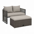 2-teiliges Gartensessel-Set Grau aus PE-Rattan und Stahl mit Polstern 84 x 76 x 72 cm