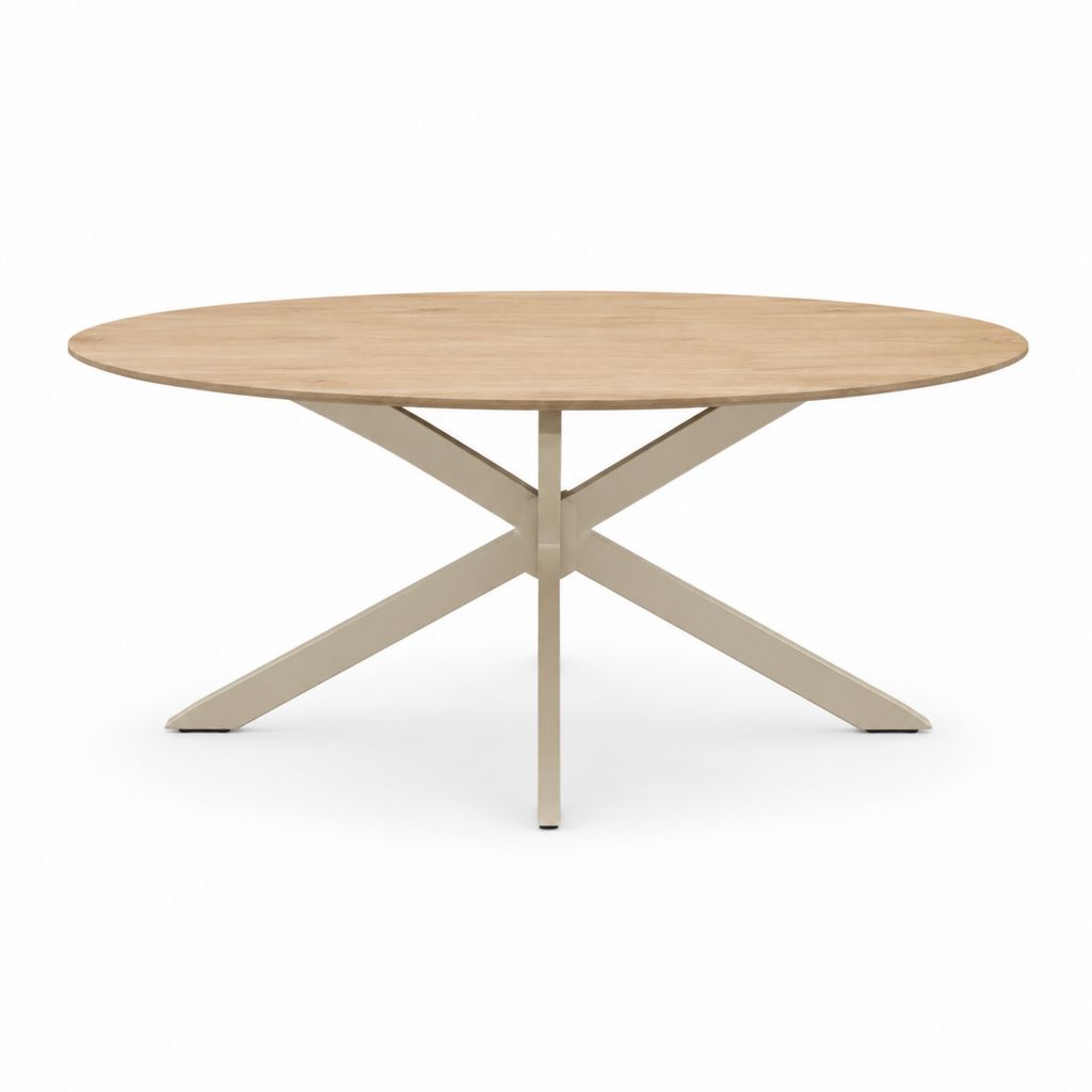 Esstisch oval Natur Eichenfurnier Stahlgestell 180 x 100 x 75 cm