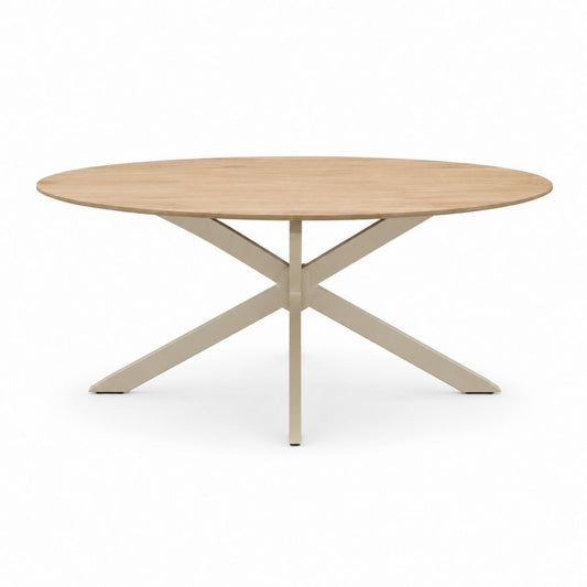 Esstisch oval Natur Eichenfurnier Stahlgestell 180 x 100 x 75 cm