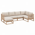 Gartenlounge Ecksofa Set Beige Akazienholz Polyester 290 x 220 x 75 cm
