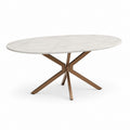 Esstisch Weiß Sinterstein pulverbeschichteter Stahl oval 180 x 100 x 75 cm
