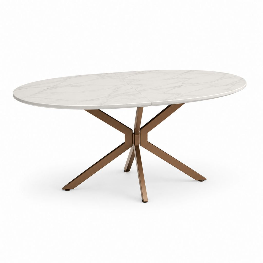 Esstisch Weiß Sinterstein pulverbeschichteter Stahl oval 180 x 100 x 75 cm