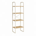Bücherregal Standregal Weiß Bambus 4 Ebenen 60 x 40 x 180 cm