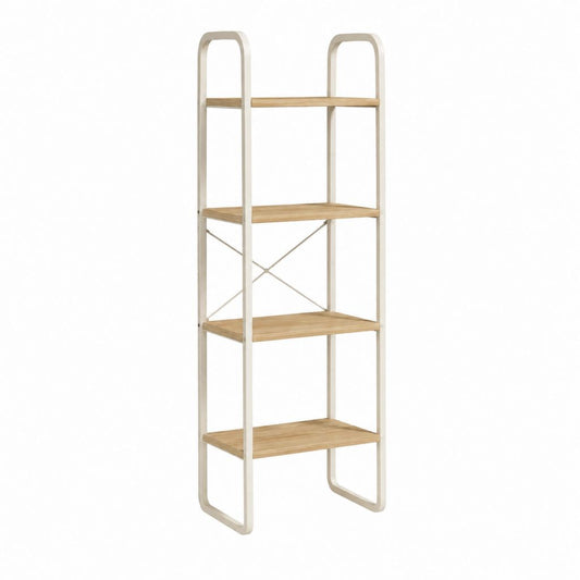 Bücherregal Standregal Weiß Bambus 4 Ebenen 60 x 40 x 180 cm