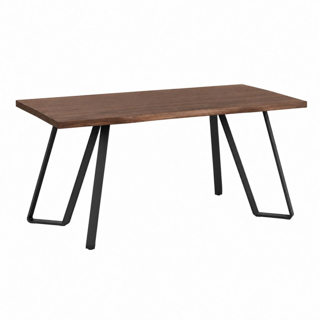 Esstisch Akazie massiv dunkelbraun rechteckig 180 x 90 x 75 cm mit schwarzen Stahlkufen