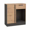 Küchenunterschrank für Einbaubackofen Eiche Dekor Anthrazit Spanplatte 100 x 60 x 90 cm