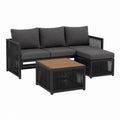 Gartenlounge-Set Anthrazit Stahl Polyester L-Form 200 x 135 x 75 cm
