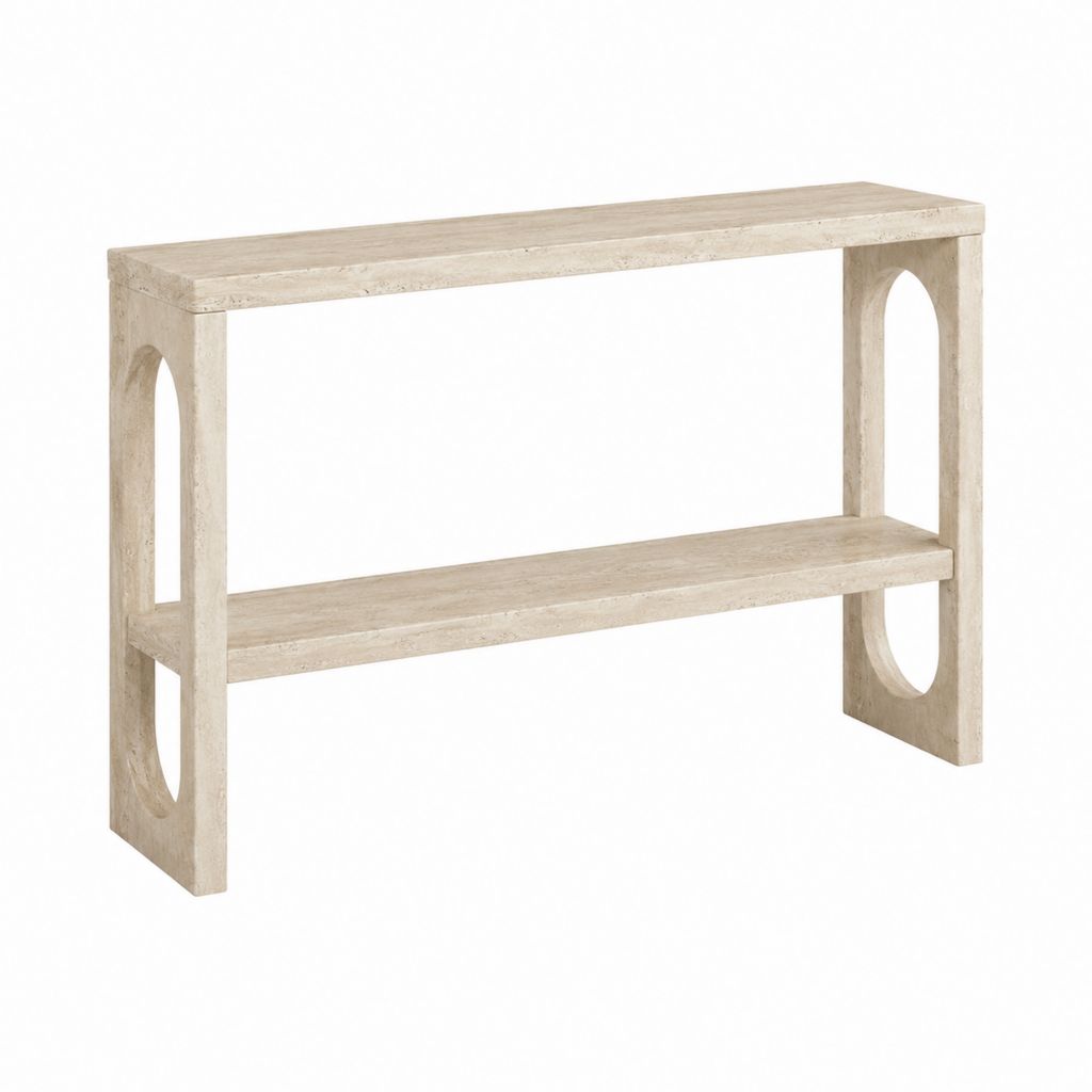 Konsolentisch Beige aus Travertin mit 2 Ablagen 120 x 35 x 80 cm
