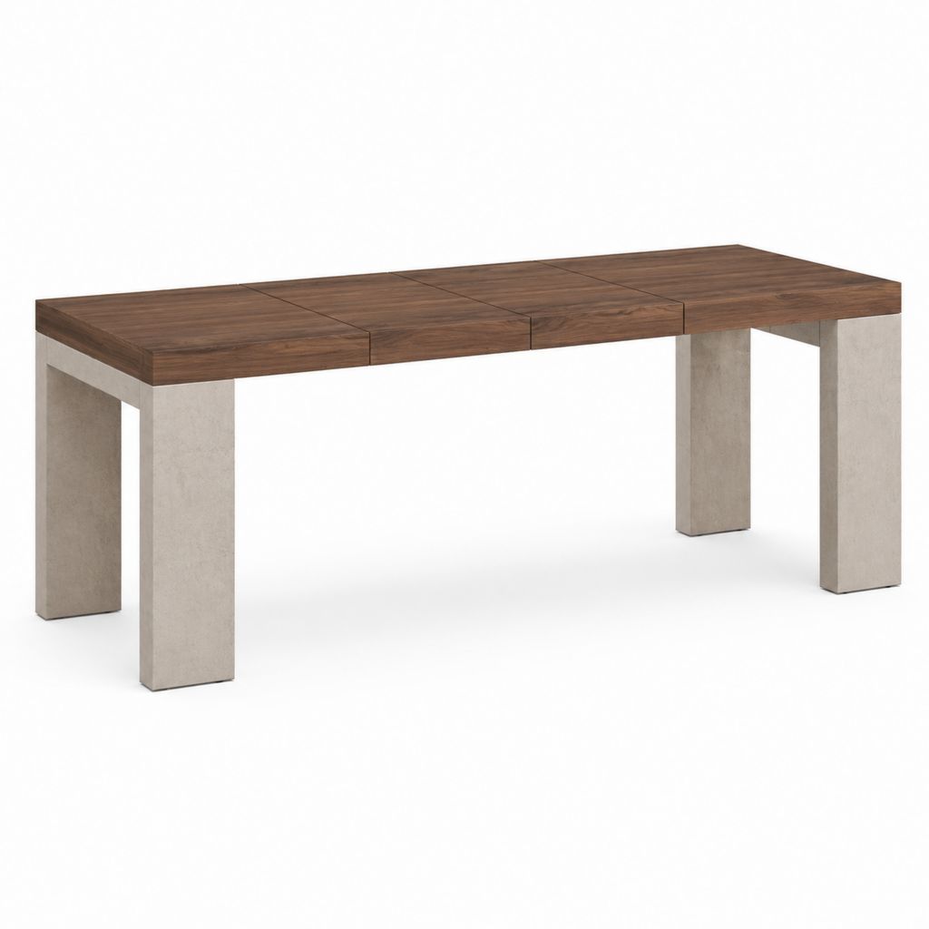 Ausziehbarer Esstisch Braun Betonoptik Spanplatte Rechteckig 180-220 x 90 x 76 cm