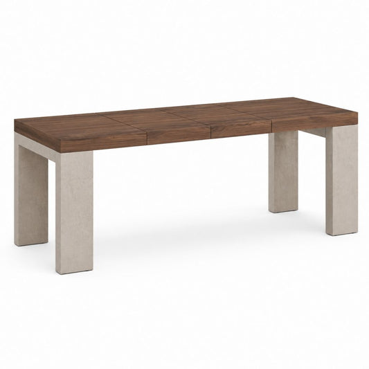 Ausziehbarer Esstisch Braun Betonoptik Spanplatte Rechteckig 180-220 x 90 x 76 cm