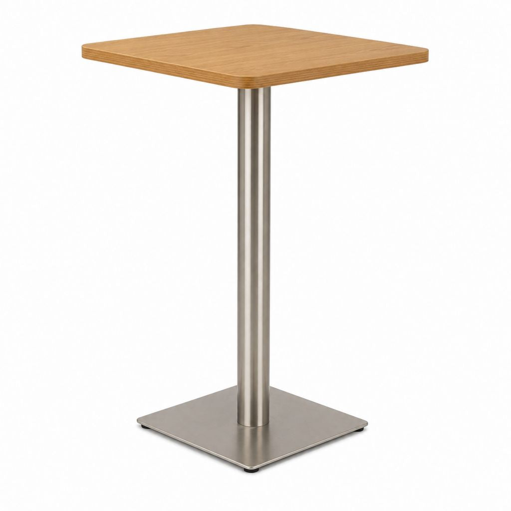 Bistrotisch quadratisch Eichefarben Spanplatte Edelstahl 70 x 70 x 75 cm